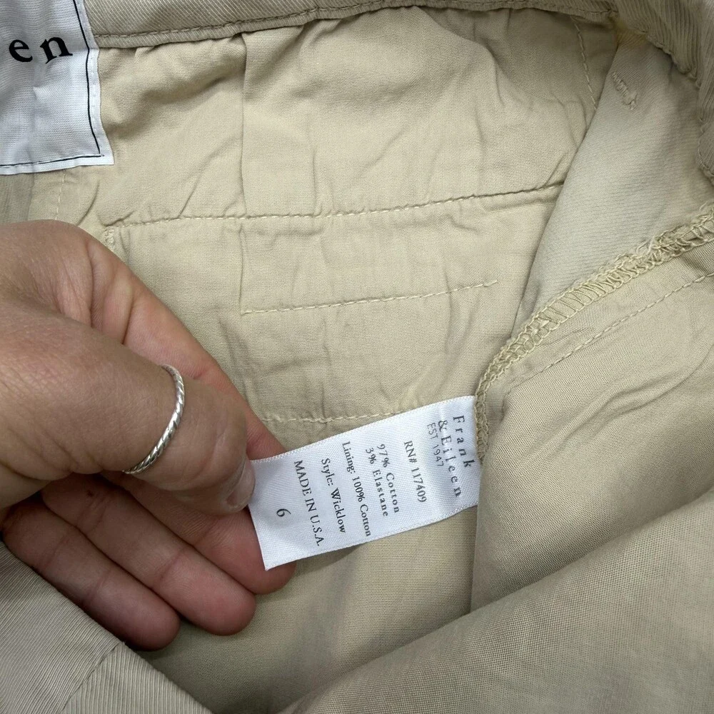 Frank & Eileen Pants Womens 6 Beige Wicklow Chino Crop Twill Stretch Pockets - Picture 4 of 9